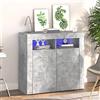 TJROO Credenza Vetrina con Ante 80x35x75 cm Mobile Contenitore Credenza da Pranzo Armadietto con Ante Credenza Espositore Mobile da Salotto Mobile Alto Legno Multistrato Grigio Cemento