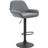 CLP Sgabello Bar Braga in Similpelle I Sedia Cucina Regolabile con Schienale E Braccioli I Sedia Sgabello Bancone, Colore:Grigio, Colore del Telaio:Nero