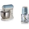 Ariete Vintage 1588/05 2400 W 5.5 Litri Celeste & 438, Tritatutto Vintage, Tritaghiaccio, 2 velocità, 4 lame in Acciaio Inox, 600 ml, 400 W, Celeste
