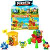 PIRATIX ADVENTURE WORLD Serie Crazy Jungle, Captain Pack Pharaonix - Include 4 Piratix, 1 Capitano Dorato, 4 Accessori Neon, 1 Gabbia, 1 Canyon, 2 Tesori Esclusivi, 2 Bandiere Neon. Confezione 4/6