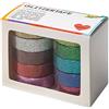 folia 28509 - Glitter Tape, 10 Rotoli Colori Assortiti, Ruolo ca. 5 m X 15 mm