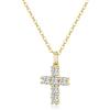 GAVU Collana Punto Luce da Donna con Croce, Collana Donna Argento Placcato Oro 14K con Ciondolo Croce di Diamanti di Zirconia Cubica, Regalo Comunione e Cresima