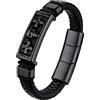 Bestyle Bracciale Uomo Mjolnir Teschio Cranio Massone Bracciali Uomo in Pelle Intrecciata Chiusura Magnetica con Confezione Regalo