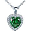 Yumilok Jewelry - Catenina in argento Sterling 925 con ciondolo a forma di cuore con smeraldo sintetico, per donna/ragazza, verde