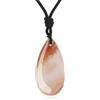 COAI Collana da Donna in Agata Striata, Collana con Ciondolo Goccia con Cordino Regolabile