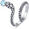 JFASHOP Anello a Serpente in Argento Sterling 925 Con Pietra di Luna - Anello Regolabile Aperto per Donne, Gioielli Animali Punk, Regalo San