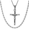 DVRK® Set 2 Collane Uomo Argento con Base in Acciaio Inossidabile 316L Resistente all'acqua - Collana Uomo Argento Cordino e Catena Crocifisso - Croce, Regalo, Gioelli
