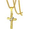 FaithHeart Collana con Croce da Uomo, Ciondolo Croce Cristiana, Acciaio Chirurgico Inossidabile 316L, Impermeabile, Tre colori, Catena 55+5cm, Regali Comunione Maschio