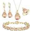 EVER FAITH Set di 4 orecchini a goccia, con zirconi cubici, per donne, matrimoni, feste, colore argento chiaro, Zirconia cubica, cubica