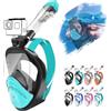 HINATAA Maschera Subacquea,Doppia Palla Galleggiante Maschera Snorkeling,180° Anti-Nebbia Leak Proof Maschera Facciale Integrale Snorkeling,Fotocamere Compatibili Bambini,Adulti (Nero Verde, S/M)