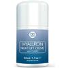 bioniva Crema notte di acido ialuronico. Crema idratante antietà e antirughe con ingredienti vegani e naturali. Peptidi, acido ialuronico, CoQ10, AHA e acido glicolico. Per donne e uomini. 50ml