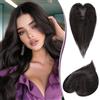 RUWISS Topper Capelli Veri Donna - Hair Topper Donna Capelli Veri Umani con Clip Toupet Capelli Senza Frangia, Marrone Scuro