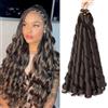 CAZSYSDD French Curly Braiding Hair for Box Braids 22 inch Loose Wave Braiding Hair Pre Stretched Bouncy Braiding Crochet Spiral Curl Synthetic Extensions for Women (4#, 22 Inch)
