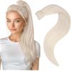 Easyouth Wrap Around Extension Coda Capelli Veri Biondi Colore Bionda Bianca Ponytail Estensione Coda di Cavallo 70g 30 cm #800