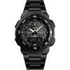 TONSHEN Uomo e Ragazzo Sportivo Orologi da Polso 50M Impermeabile Plastica Cassa e Acciaio Inossidabile Cinturino LED Analogico Quarzo Doppio Tempo Orologio (Nero 2)