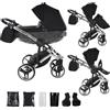 Junama Passeggino TRIO Diamond S 2in1 3in1 4in1 (01 - nero e argento, 2in1 con adattatori)