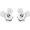 Swarovski Disney 100 Orecchini a Lobo Mickey Mouse, con Cristalli Swarovski, Placcatura in Tonalità Rodio, Bianco