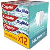 Colgate Max White Cristalli Bianchi Dentifricio Sbiancante, Confezione da 12 Pezzi x 75 ml, Salute Orcodentale Completa, Dentifricio Sbiancante con Protezione contro le Carie, Alito Fresco