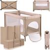 lionelo JASMIN Premium Lettino da Viaggio per Bambini 0-36 Mesi Culla Pieghevole per Neonati Fino 15kg con Materasso Innovativo in Schiuma T25, 2 Livelli di Altezza, Sistema Easy Fold e Ruote