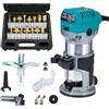 Anesty Fresa a mano per legno, fresa multifunzione, 710 W + 15 pezzi, fresa in metallo duro da 6,35 mm