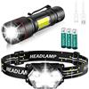 Lsnisni Piccola Torcia LED 2000 Lumen, Magnete e COB, USB Ricaricabile, Zoomabile Lampada Frontale Alimentata a Batteria 2000 Lumen, 6 Modalità D'illuminazione, Batteria AAA Inclusa