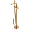 Beelee Rubinetto per vasca da bagno a pavimento Oro: rubinetto per vasca da bagno indipendente con soffione a spruzzo portatile - Set di rubinetti per doccia con riempimento vasca dorata a 360 gradi