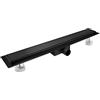 Sunrik Canalina Doccia Nero 60 Cm 2 in 1, Scarico Inox, Sifone e Filtro