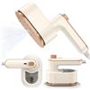 Cweopo Mini Ferro da Stiro da Viaggio, Ferro da Stiro a Vapore, Ferro da Stiro Portatile, Riscaldamento Rapido Anni 30S, 180° Gradi Stiratrice Pieghevole, Supporto Per Ferro Da Stiro A Secco E Bagnato-Beige