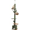 Duoruameng Grande albero tiragraffi verde effetto cactus stabile scalata per gatti, altezza 218 cm, a più piani, con colonna tiragraffi e palla di peluche, portata 5 kg