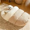 Monbaer Comoda cuccia per gatti a igloo, con fondo antiscivolo, in pile, calda, per interni, per gatti e cani di piccola taglia, lavabile (M, 62 x 40 cm, marrone)