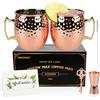 SIMSPEAR Bicchieri Moscow Mule Rame, 2 Tazze Moscow Mule Mug con 2 Bicchieri Cocktail, 1 Misurino, Bicchiere da Cocktail per Gustare Cocktail, Bibite Fredda, Birra, Vodka (18 OZ)