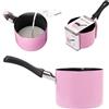 Hapivida Mini Casseruola con Manico, 550ml Ø10cm Mini Pentolini da Latte Pentola per Zuppa, Burro Scaldatore con 2 Beccucci per Cioccolato, Latte(Rosa)