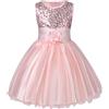 Aomig Vestito Principessa Bambina - Costume Con Fiori e Paillettes per Festa, Matrimonio - Abito da Ballo in Tulle-110
