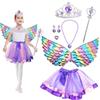 Meanju Costume Principessa Set,8 Pezzi Costume,con Principessa Corona Ali Magica Bacchetta Tulle Gonna Anelli Orecchini,Regalo per Carnevale/Halloween, Adatto dai 15 anni in su