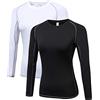 LNJLVI Maglietta Sportiva Donna a Maniche Lunghe Maglietta da Corsa Running Yoga Fitness Outdoor T-Shirt Sport Top Traspirante Leggera (Bianco-Nero,L)