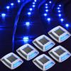 hoyiours Luci Solari Esterno 6 Articoli Segnapasso LED Esterno Impermeabile IP68 Lampione Solare Blu Faretti Giardino Solari 24LM Luci LED Solari da Esterno Giardino per Terra, Scale e Piscina