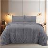 Utopia Bedding Set Copripiumino Seersucker - Include 1 Copripiumino 200x200 cm con Chiusura a Cerniera, 2 Federe 50x75 cm con Chiusura a Busta; Il Piumino è Venduto separatamente.