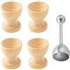 HDGSAFD 4 contenitori per uova rotondi in legno, 1 aprisuova in acciaio inossidabile, accessori per la creazione fai da te, decorazione da cucina