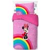 Jay Franco Disney Minnie Mouse Rainbow 100% cotone 3 pezzi set di biancheria da letto singolo - Include copripiumino, lenzuolo con angoli e federa