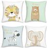 Bonhause Federe per Cuscini Animali 45 x 45 cm Copricuscini Decorativi Leone Orso Zebra Elefante Velluto Morbido Federa per Cuscino Divano Casa Decorazione Set di 4