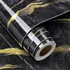 FunStick Pellicola Adesiva per Mobili Cucina Pellicola Adesiva Marmo Nero Oro Carta da Parati per Soggiorno Effetto Marmo Nero Lucido Lavabile Carta Autoadesiva per Piano Lavoro Cucina Nera 30CM×5M