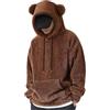 Juankrynord Felpa con Cappuccio Invernale da Uomo in Peluche Sherpa Giacca Calda Autunnale e Invernale con Cappuccio e Orecchie da Orsacchiotto Felpa a Maniche Lunghe (Marrone,XXL)