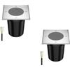 ledscom.de 2 pz. lampada da incasso a pavimento RELI per esterni, IP67, acciaio inox, angolare, 11 x 11cm, 1x GU10 max. 15W, smerigliato