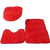 rongweiwang 3 Set di tappetini per WC con Texture Morbida e Forte Assorbimento d'Acqua per Comodi tappeti da Bagno, Rosso