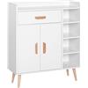 HOMCOM Credenza Moderna con Armadietto e Cassetto, Mobile Multiuso in Legno per Cucina e Salotto, 80 x 29.5 x 96cm Bianco