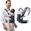 IULONEE Marsupio per Neonati Regolabile Fascia Porta Bebe Ergonomico Baby Carrier Wrap Traspirante Portabebè per Neonato Bambino Front Back Carry per Bebè 3-36 Mesi (Blu navy)