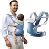 IULONEE Marsupio per Neonati Regolabile Fascia Porta Bebe Ergonomico Baby Carrier Wrap Traspirante Portabebè per Neonato Bambino Front Back Carry per Bebè 3-36 Mesi (Blu cielo)