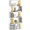 COSTWAY Libreria a 5 Livelli in Legno, Scaffale con Struttura in Metallo, Forma di S, Librerie Salvaspazio Divisorio per Soggiorno Ufficio e Studio, Carico 120kg (70 x 24 x 157 cm)