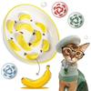 PTOBER Ciotola Anti Ingozzamento Gatto Ceramica - Ciotola Gatti Alimentazione Lenta - Ciotola Cibo Gatti in Colori Vivaci - Scodella Gatto Mangiare Lento - Lavabile in Lavastoviglie - Giallo - 16 x 3 cm