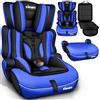 KIDUKU Seggiolino auto con coprisedile, cresce con il bambino, sedile, universale, approvato con la normativa ECE R129/03, 9-36 kg (1-12 anni), gruppo 1+2+3 (Noir/Blu)